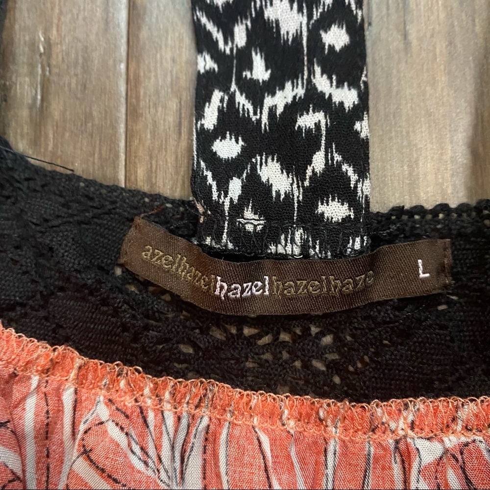hazel Red Printed Mini Dress with Black Lace Trim - Picture 8 of 14